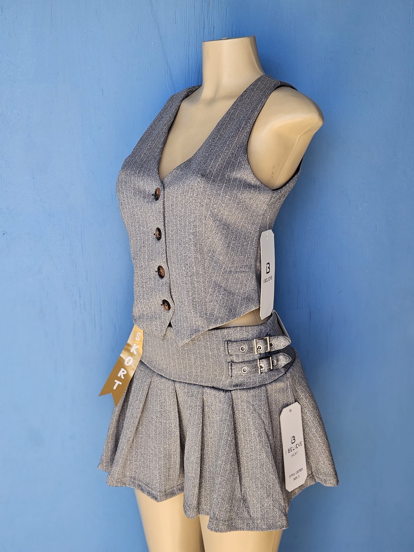 Pinstripe Vest & Skirt Set