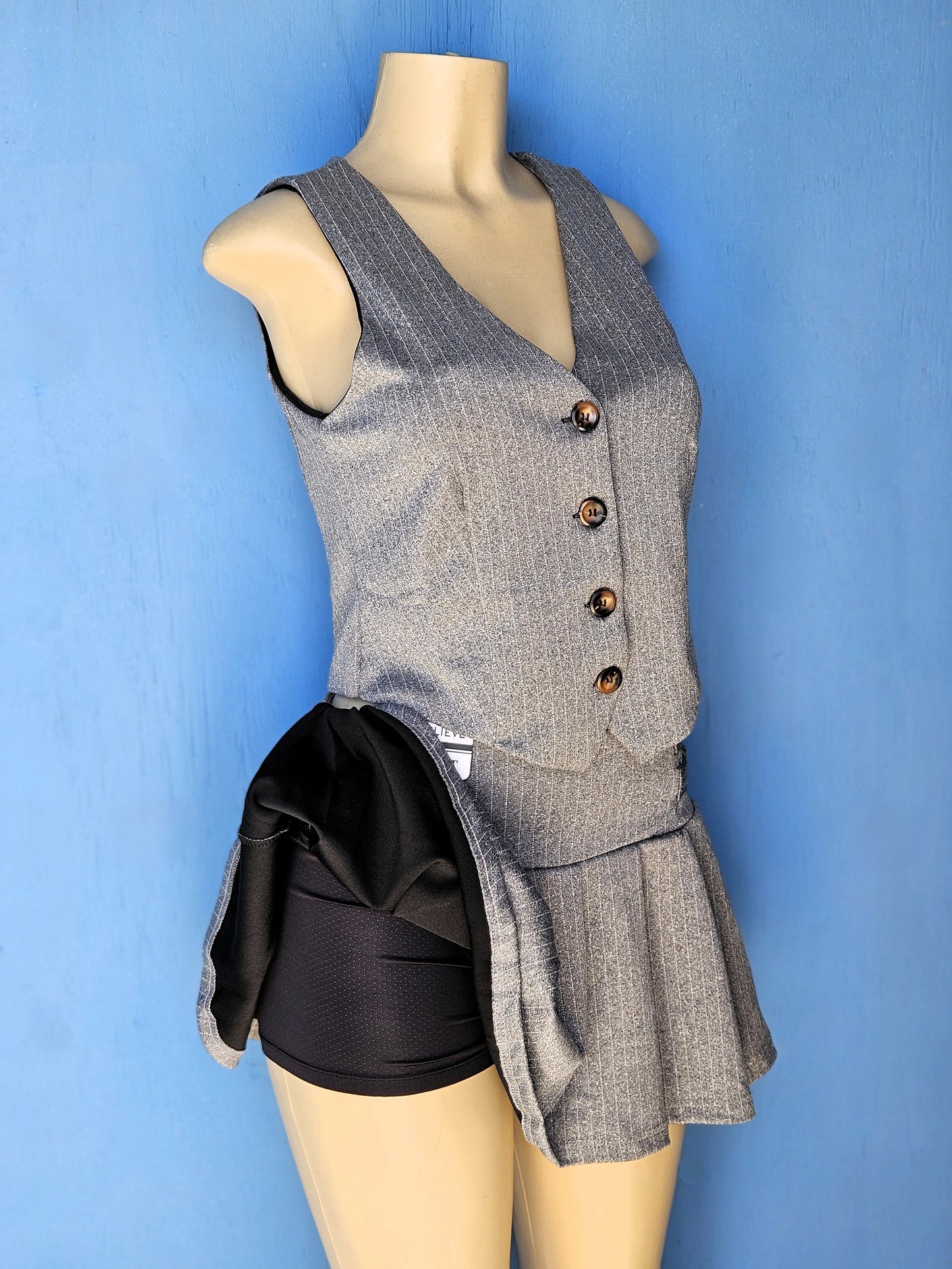 Pinstripe Vest & Skirt Set