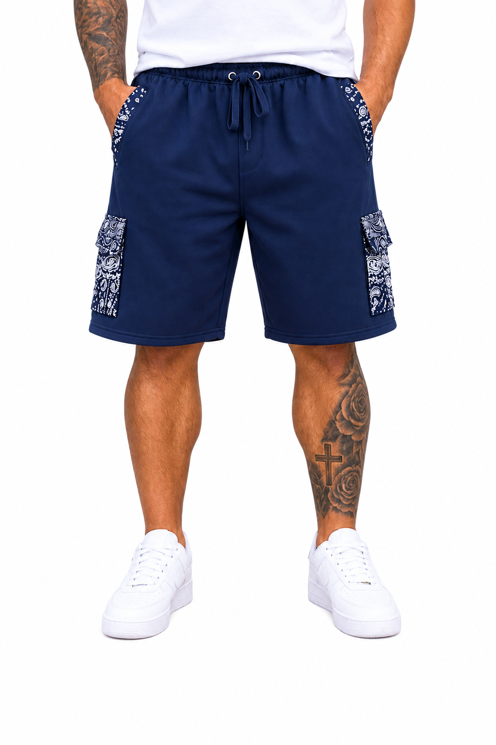 Paisley Cargo Shorts (Navy)