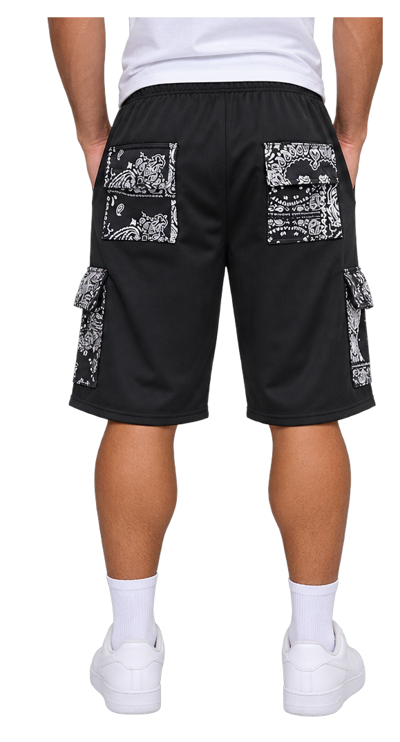 Paisley Cargo Shorts (Black)
