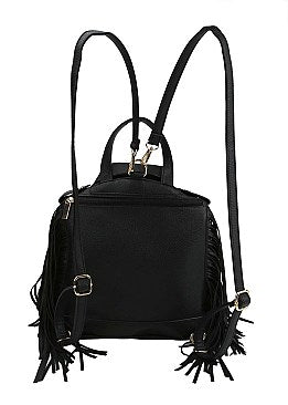 Jacket Design Fringed Backpack (Black)