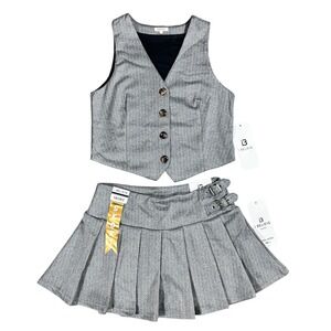 Pinstripe Vest & Skirt Set