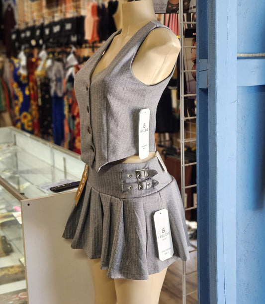 Pinstripe Vest & Skirt Set