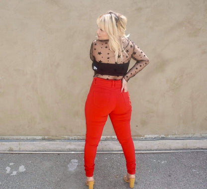 Red High Waist Jean