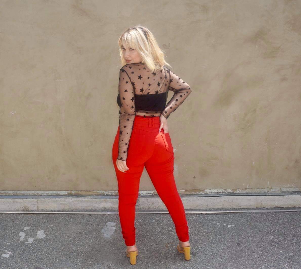 Red High Waist Jean