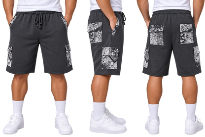 Paisley Cargo Shorts (Charcoal)