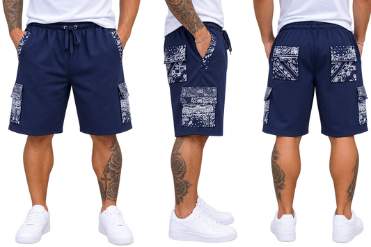 Paisley Cargo Shorts (Navy)