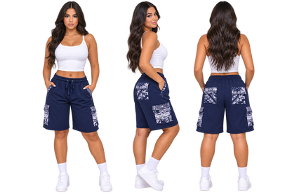 Paisley Cargo Shorts (Navy)