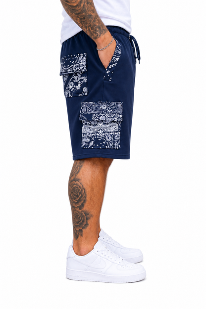 Paisley Cargo Shorts (Navy)