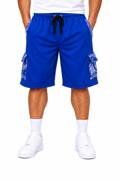 Paisley Cargo Shorts (Royal)