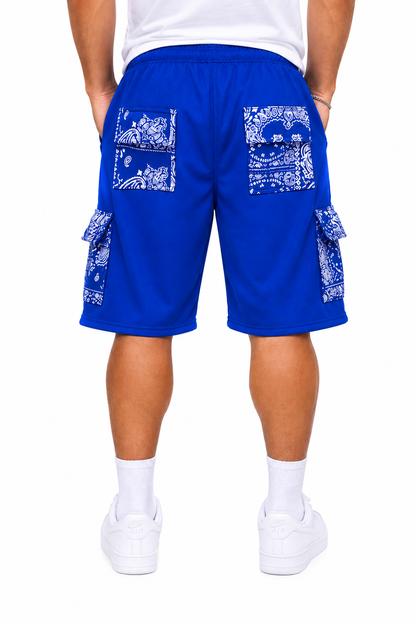 Paisley Cargo Shorts (Royal)