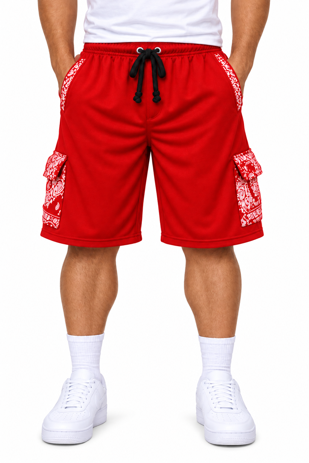 Paisley Cargo Shorts (Red)