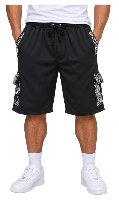 Paisley Cargo Shorts (Black)