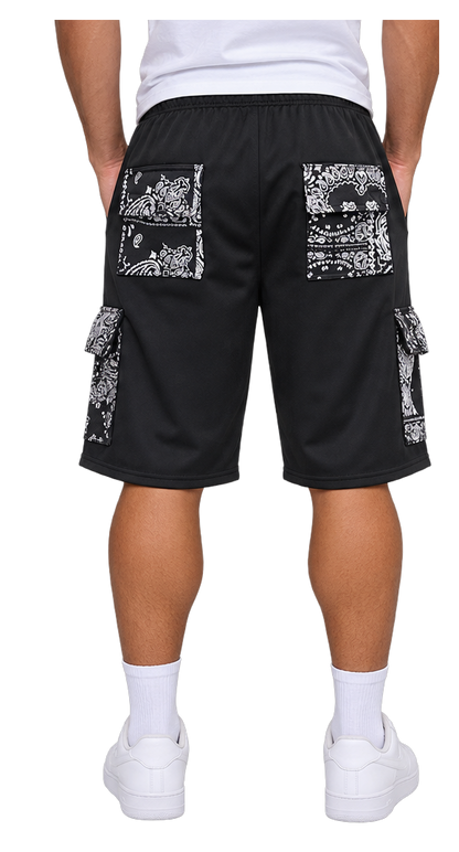 Paisley Cargo Shorts (Black)