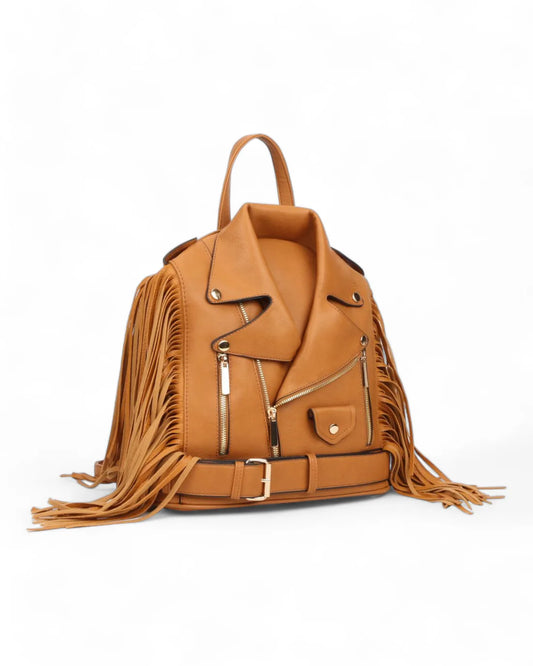 Jacket Design Fringed Backpack (Bronze)