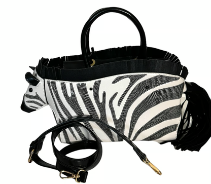 Zebra Satchel Crossbody Handbag